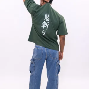 Roronoa Zoro Oversized Anime Graphic T-Shirt – Forest Green