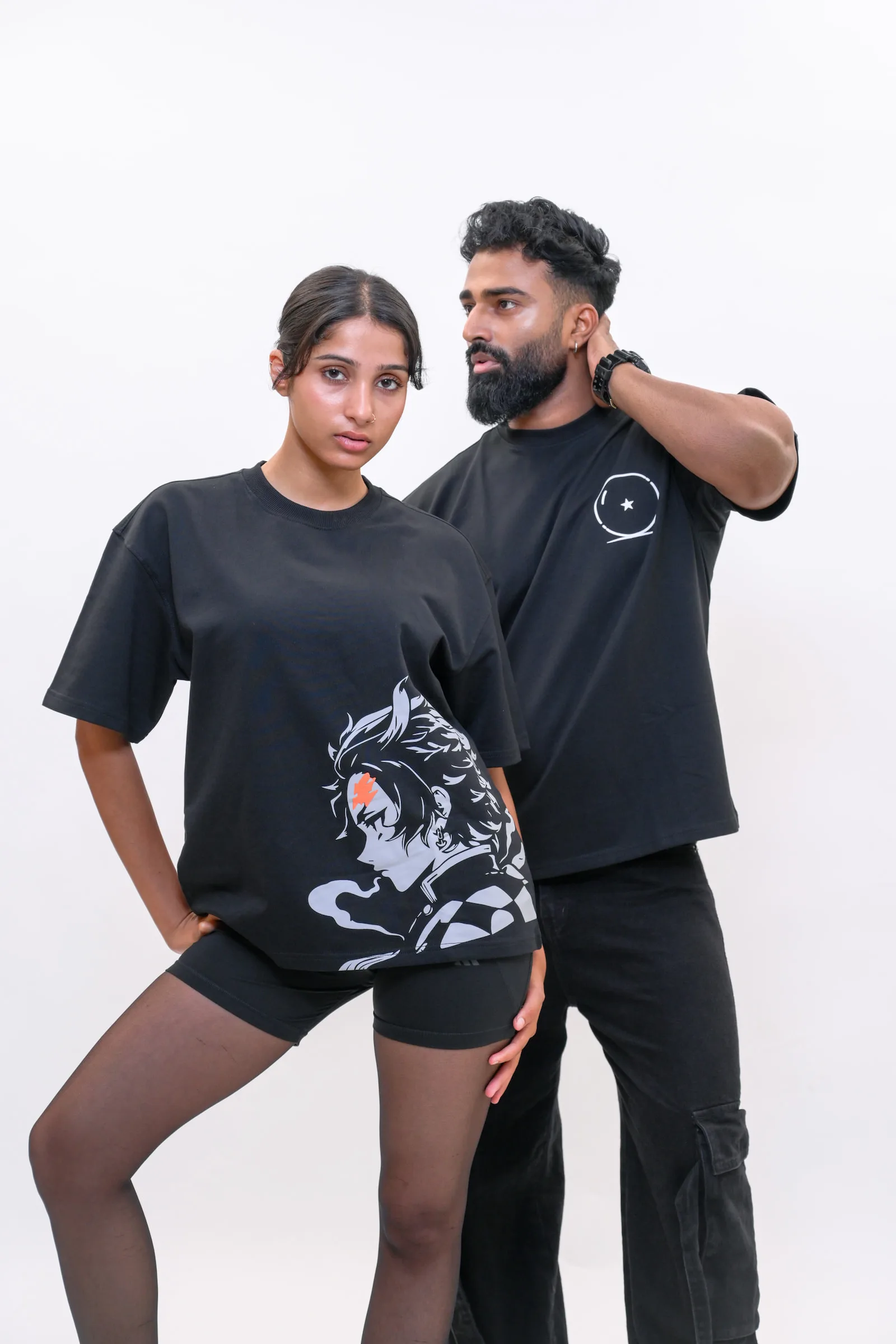 Tanjiro Kamado Oversized Anime Graphic T-Shirt – Black