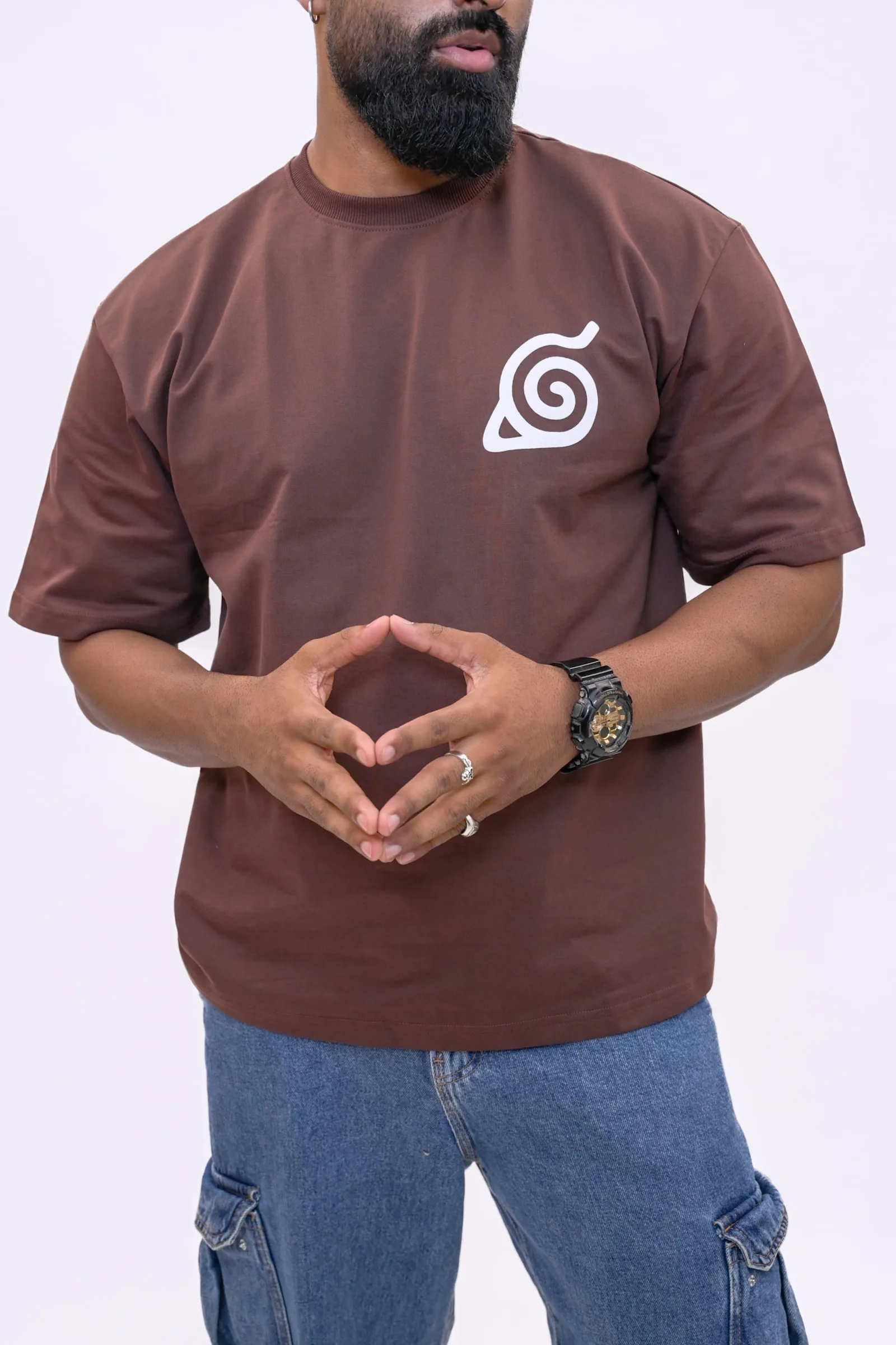 Naruto Uzumaki Oversized Anime Graphic T-Shirt – Brown