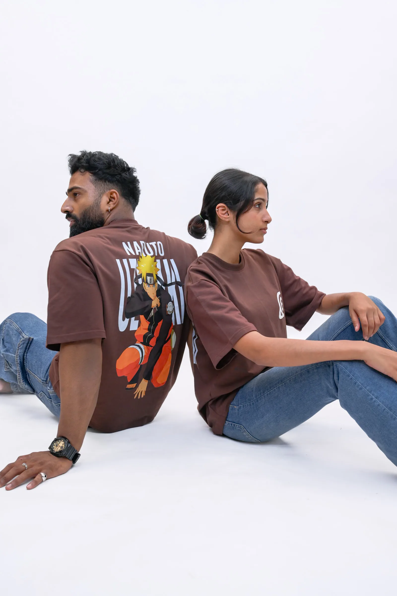 Naruto Uzumaki Oversized Anime Graphic T-Shirt – Brown
