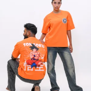 Son Goku Oversized Anime Graphic T-Shirt – Orange