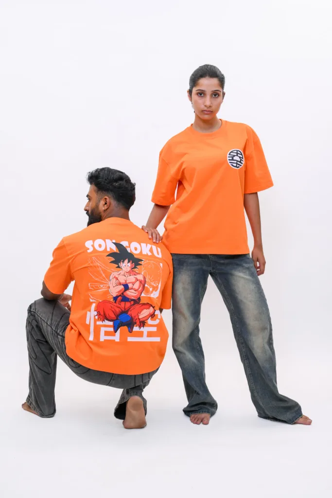 Son Goku Oversized Anime Graphic T-Shirt – Orange