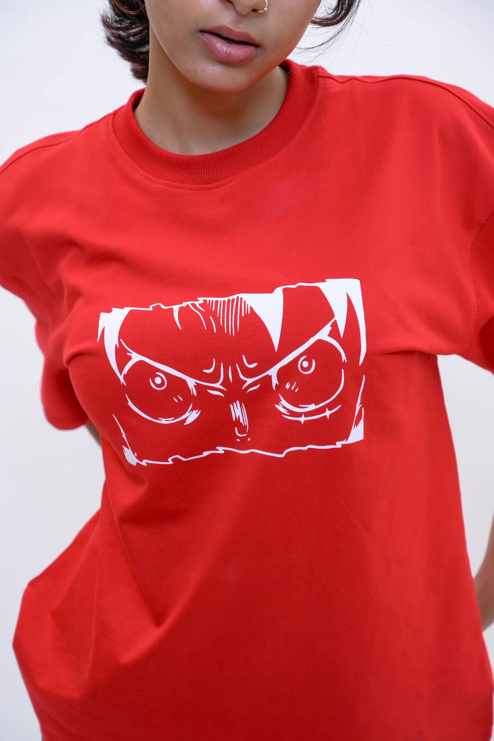 Monkey D. Luffy Oversized Anime Graphic T-Shirt – Red