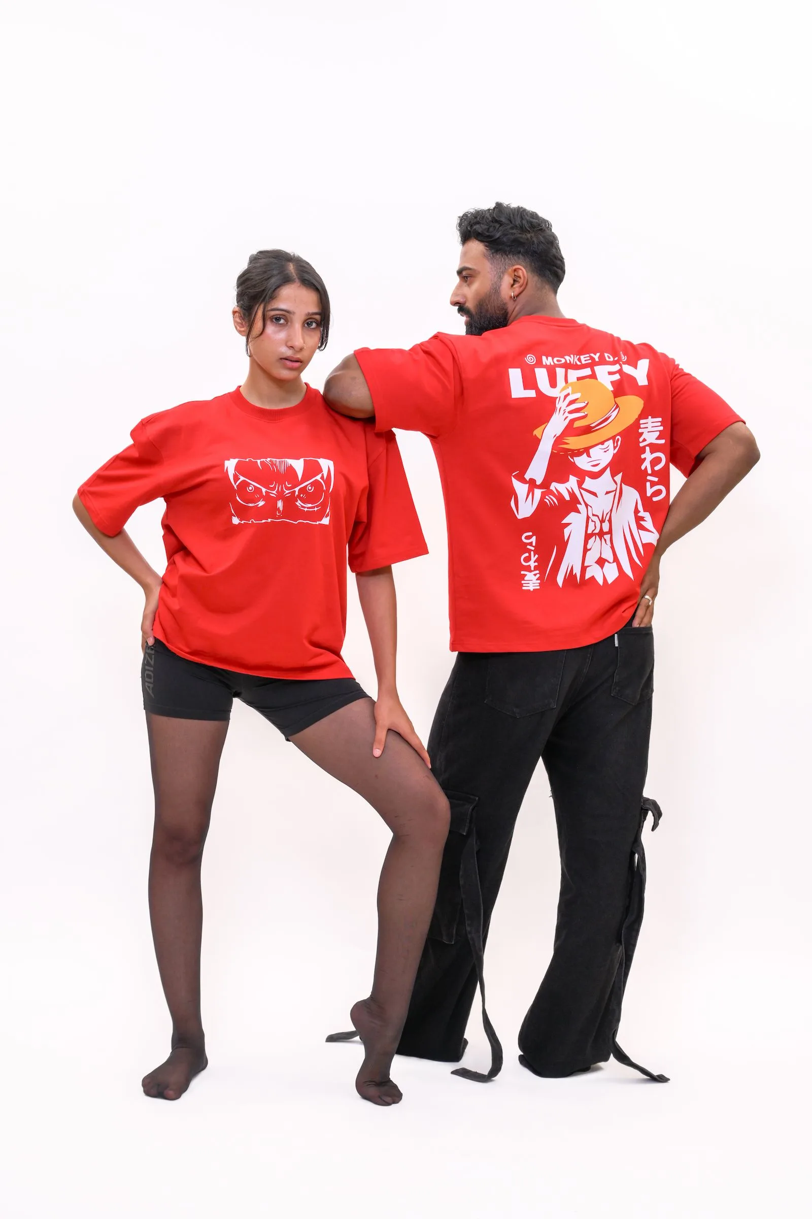 Monkey D. Luffy Oversized Anime Graphic T-Shirt – Red