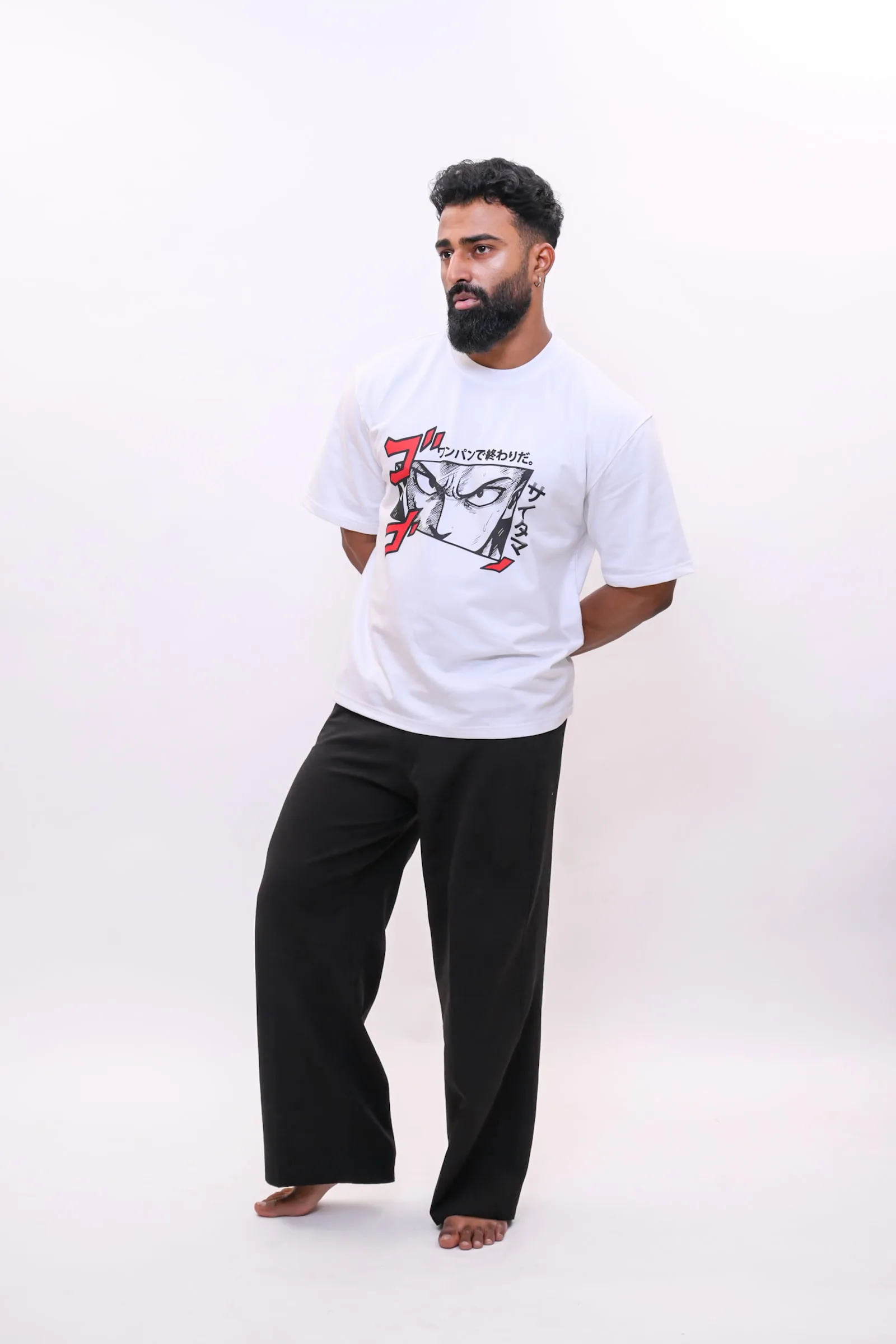 Saitama Oversized Anime Graphic T-Shirt – White