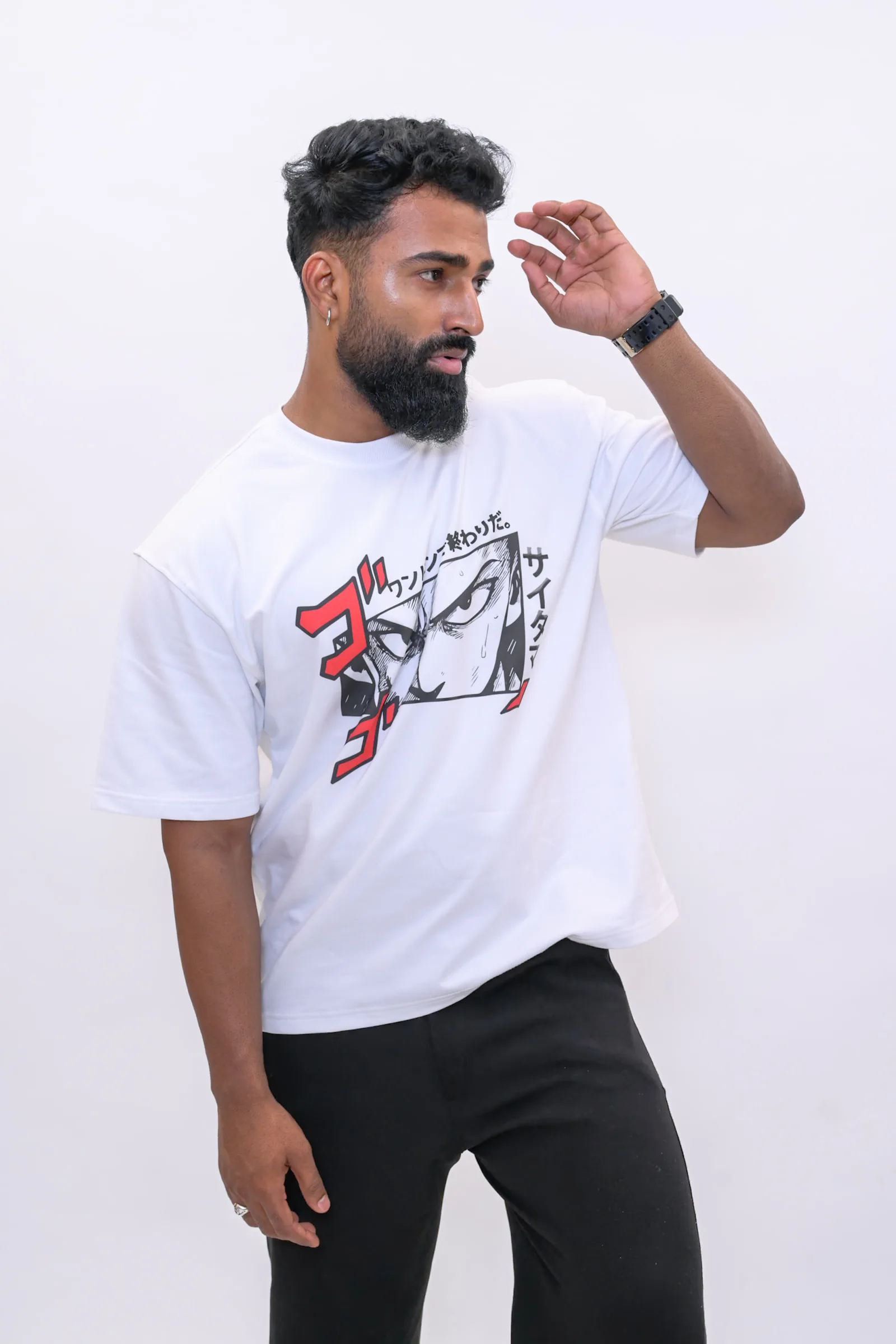 Saitama Oversized Anime Graphic T-Shirt – White